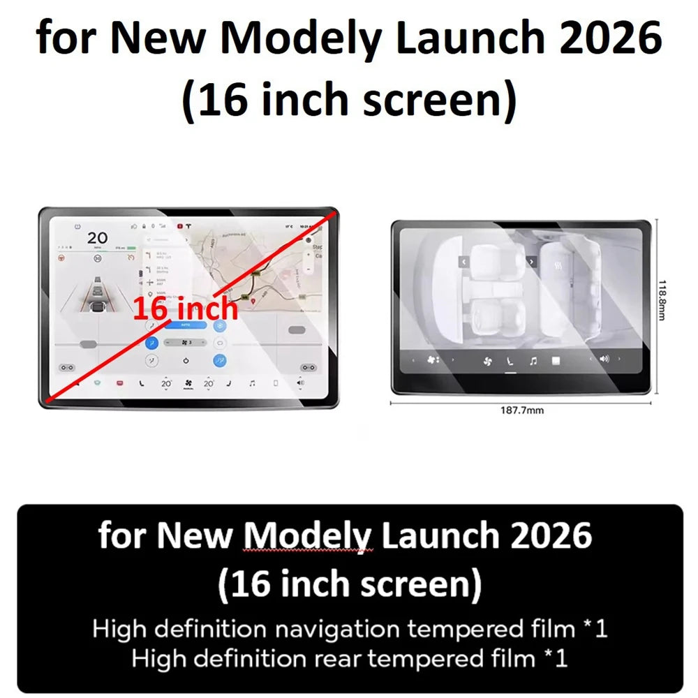 Tesla Model 3 Highland, Model Y & Model Y L Screen Protector Set